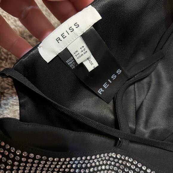 REISS Beth Embellished Bra Top Black US 10 Crystal Band NWOT - Picture 6 of 7